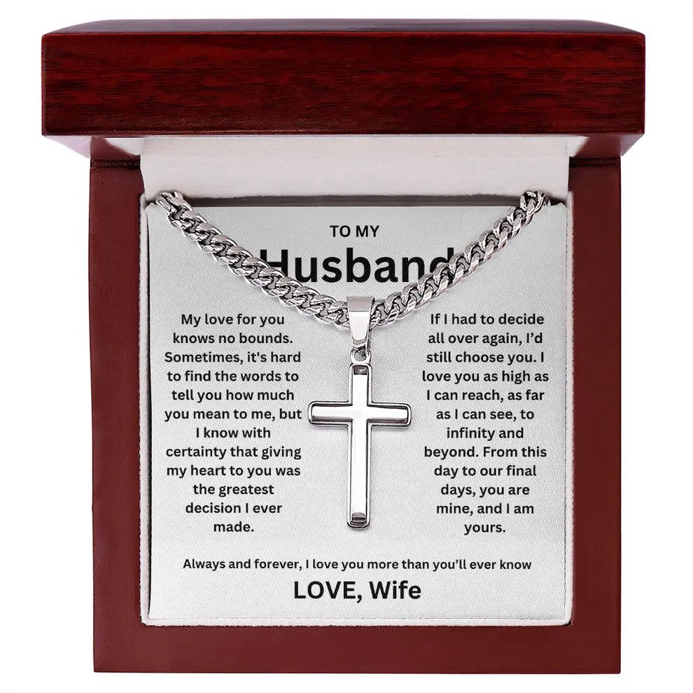 To My Husband -Artisan Cross Cuban Chain - Gift Set