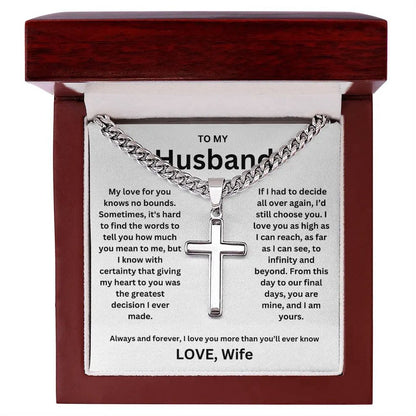 To My Husband -Artisan Cross Cuban Chain - Gift Set