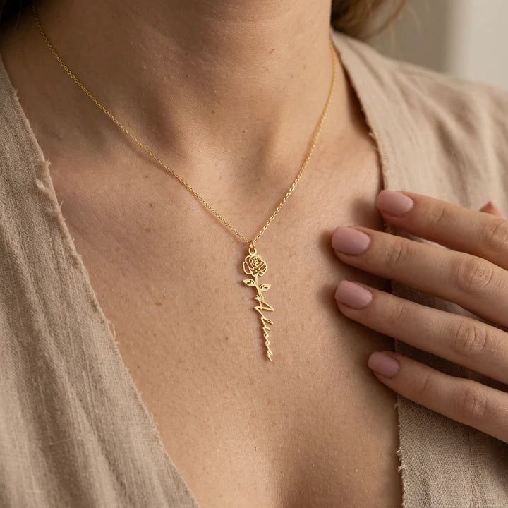 To My Bonus Daughter | We Are Family | Birth Flower Name Necklace