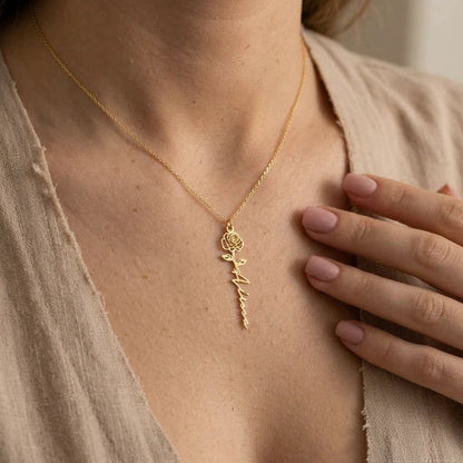 To My Bonus Daughter | We Are Family | Birth Flower Name Necklace