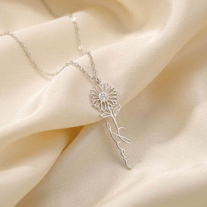 To My Bonus Daughter | We Are Family | Birth Flower Name Necklace
