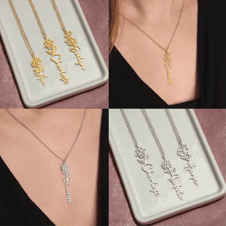 To My Bonus Daughter | We Are Family | Birth Flower Name Necklace