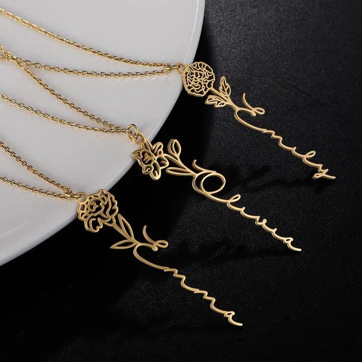 To My Bonus Daughter | We Are Family | Birth Flower Name Necklace