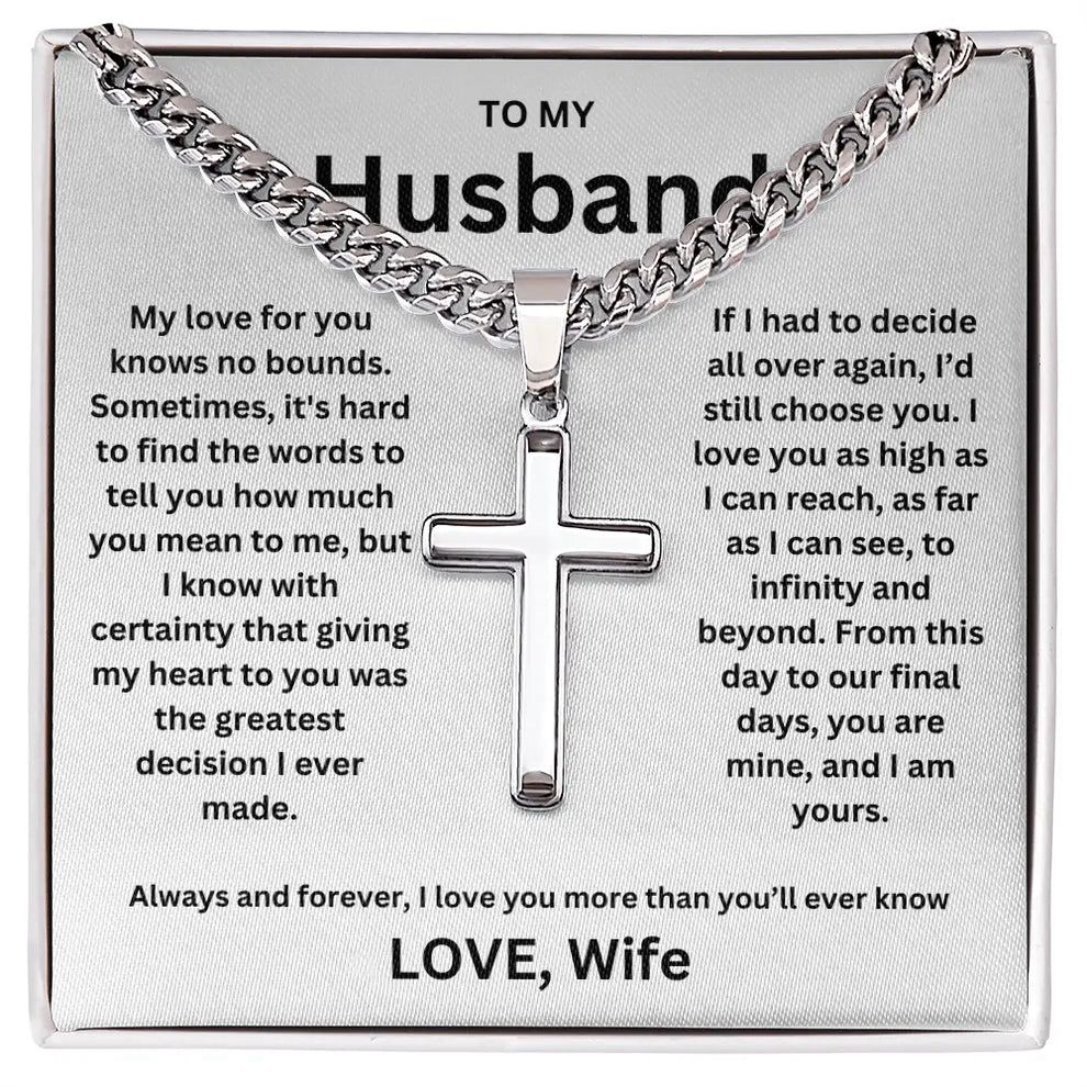 To My Husband -Artisan Cross Cuban Chain - Gift Set